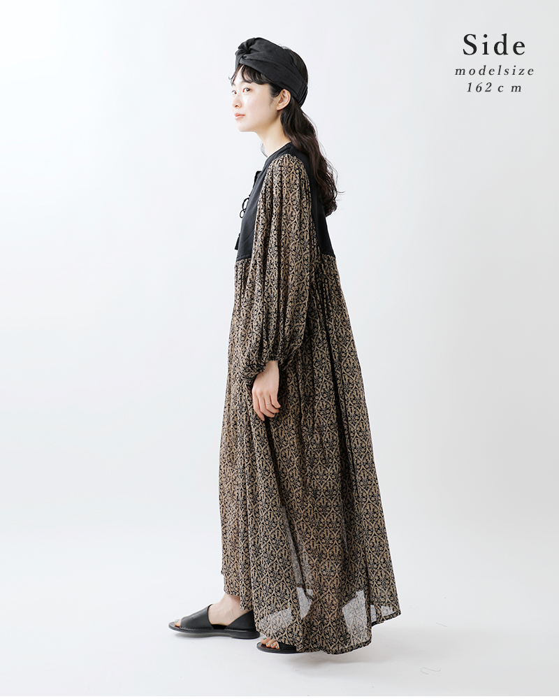 30%OFF】soi-e ソア インド コットン ルーレックスボイル 手捺染 スキッパーネック 切替 ギャザー ワンピース 821236 レディース  :821236:aranciato ヤフー店 通販 