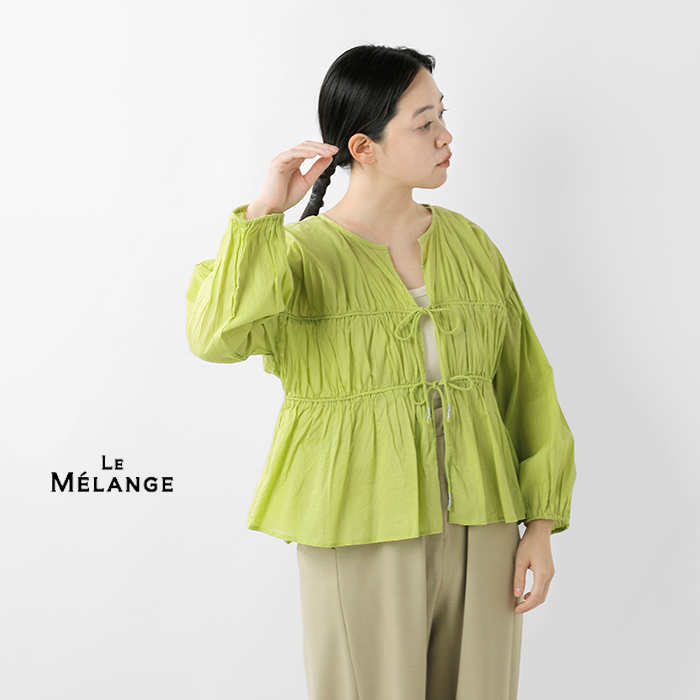 【30%OFF】ル メランジュ Le Melange インド コットン ボイル ティアード風 ギャザー ブラウス 8533201 レディース Le Melange 【30%OFF】ル メランジュ インド コットン ボイル