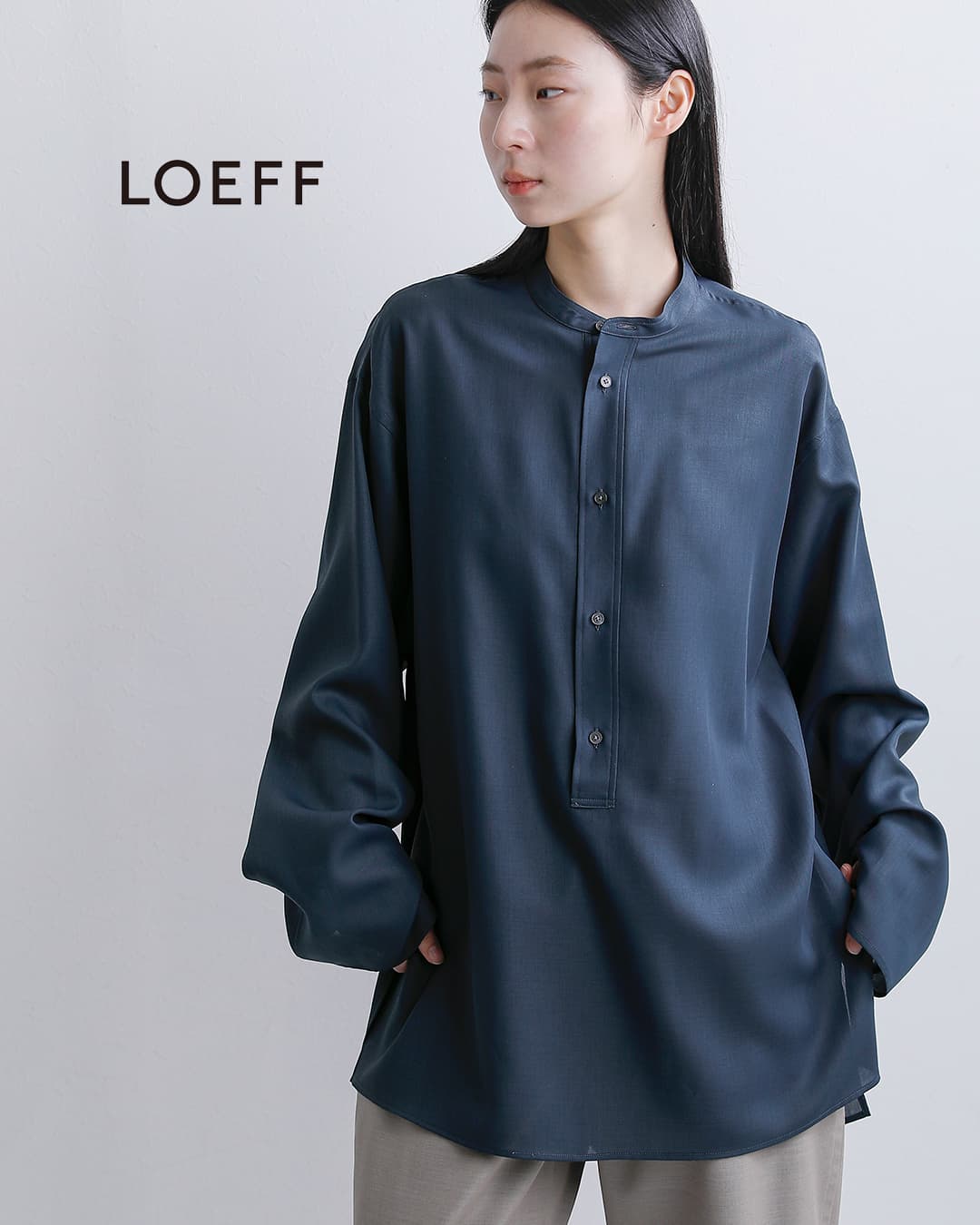LOEFF（ロエフ） ヘンリーネック ロングスリーブ シャツ 8811-2-000006