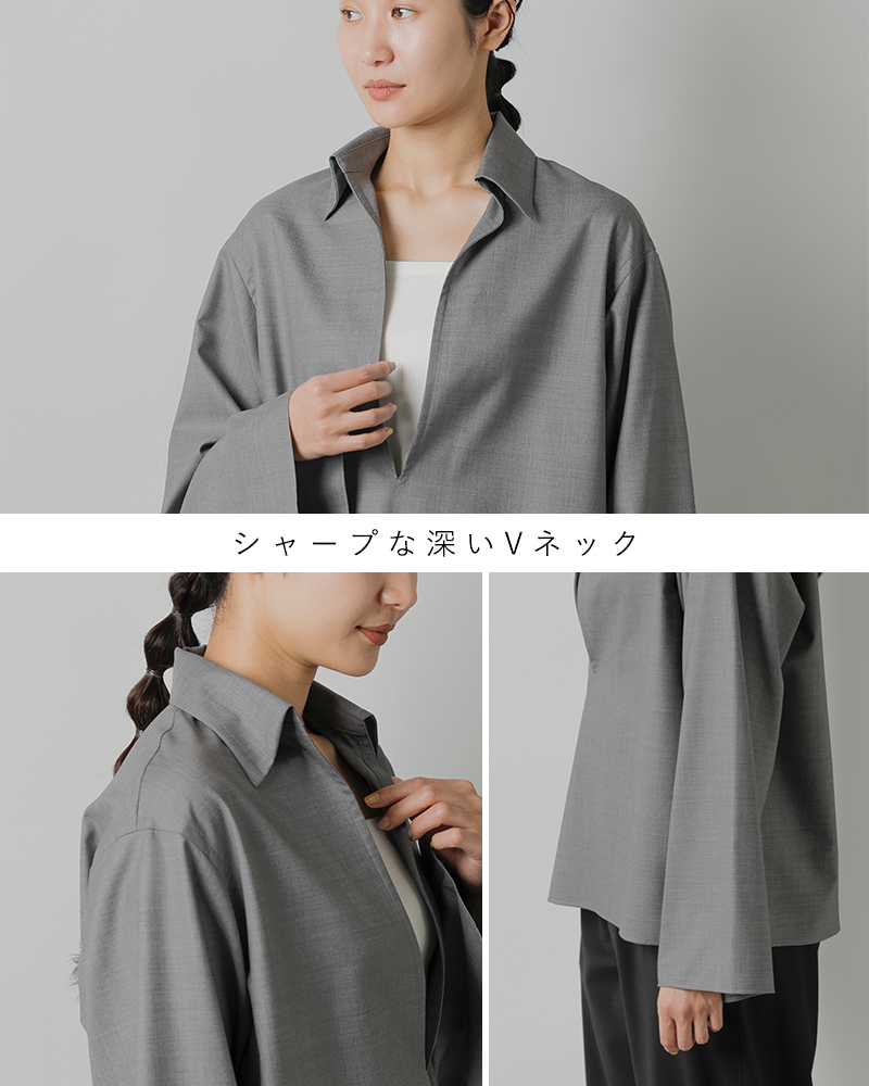 LOEFF ロエフ ウールトロ スキッパー シャツ 8821-2-990079