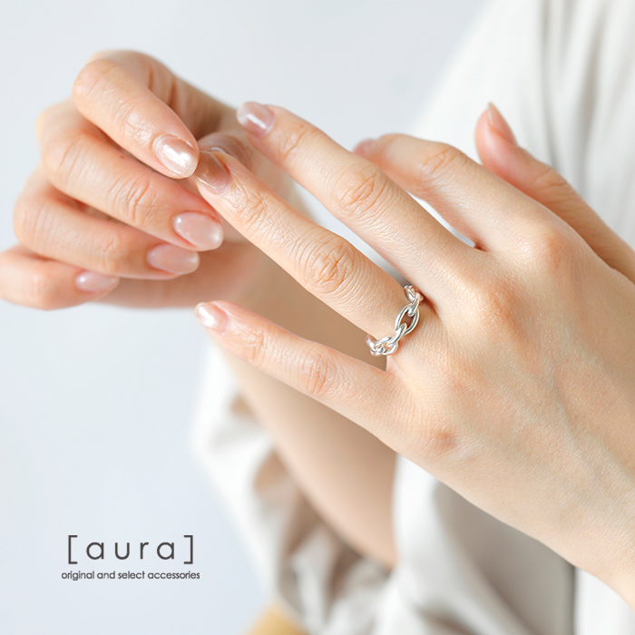 aura オーラ シルバー925 シック チェーン ピンキーリング thick chain