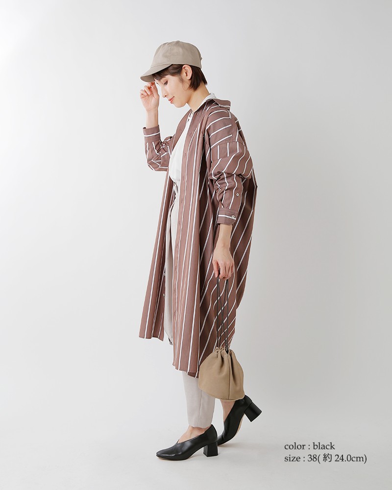 REMME レメ 甲深レザーチャンキーヒールパンプス 6433