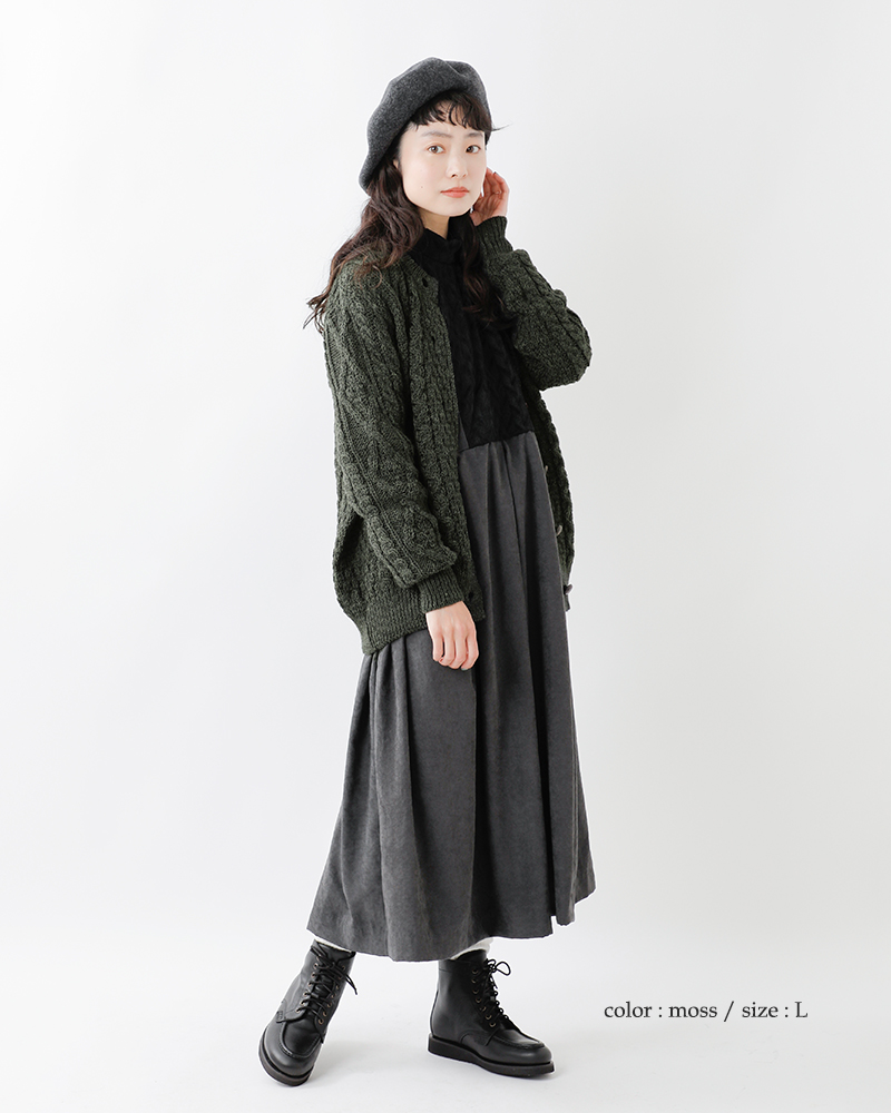 Aran Woollen Mills(アランウーレンミルズ)ヘリテージ ウーステッド ウール ケーブル編み ニットカーディガン b339