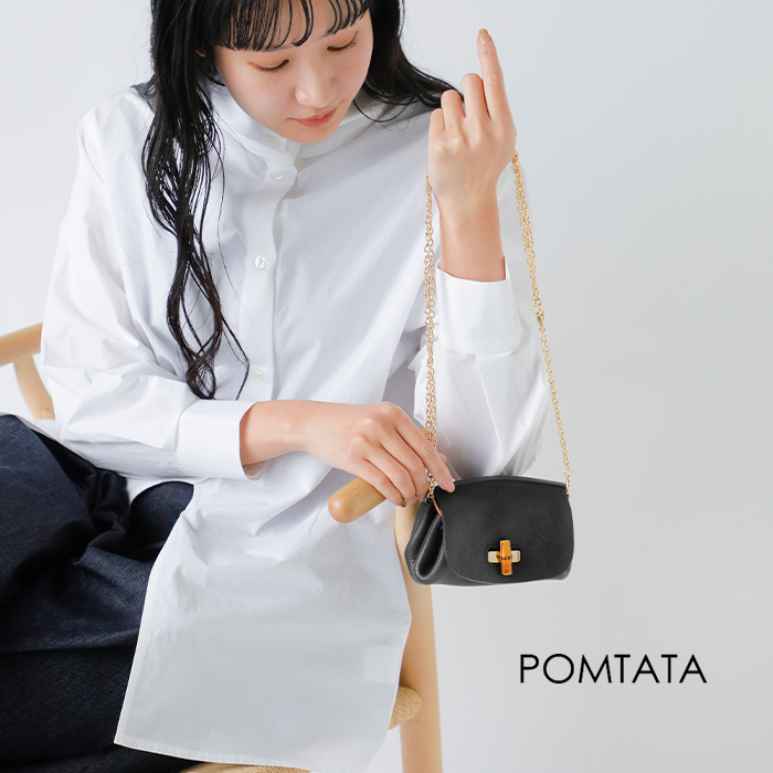 POMTATA（ポンタタ） カウレザー バンブー ウォレットショルダーバッグ