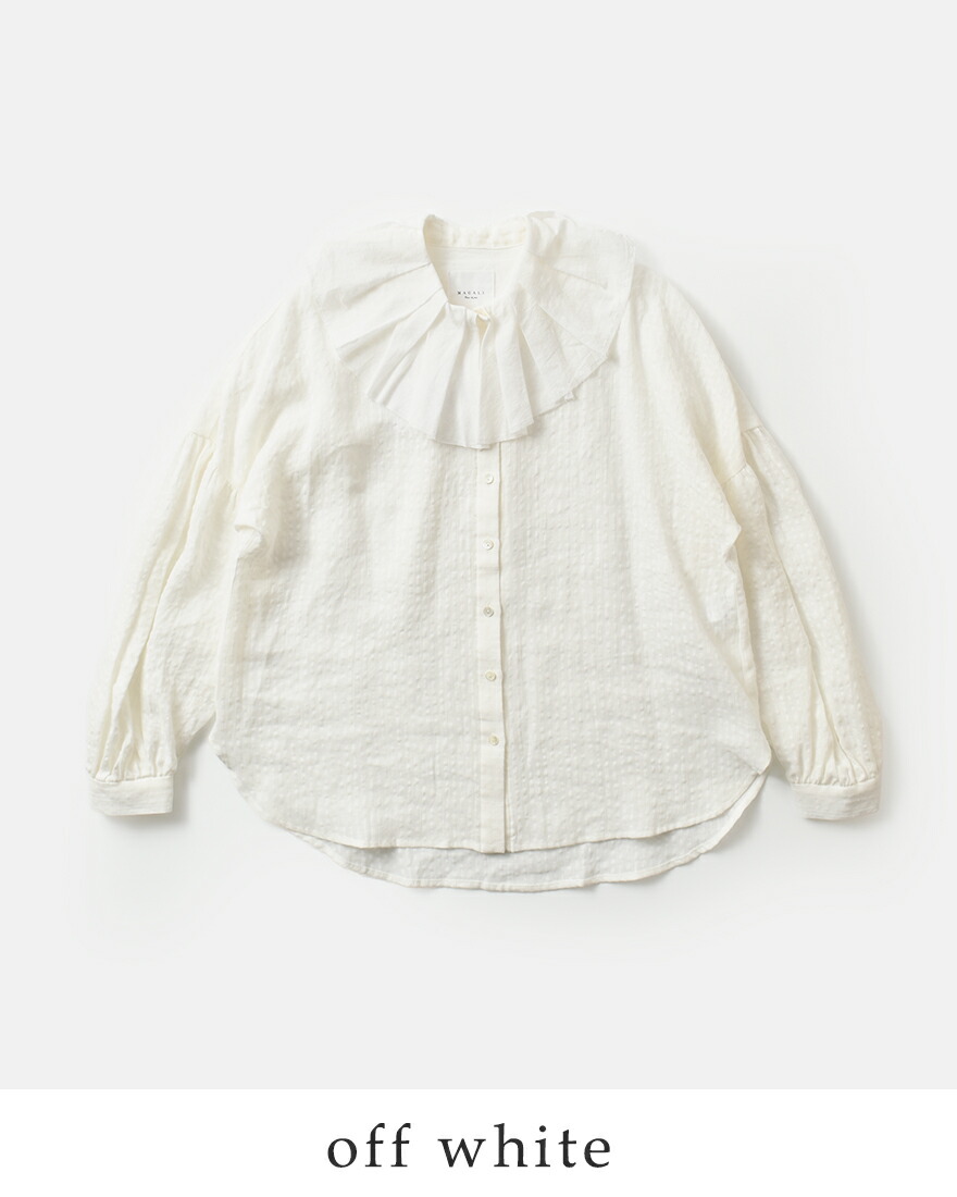 MAGALI（マガリ） ストライプリネン アンティークカラー ブラウス