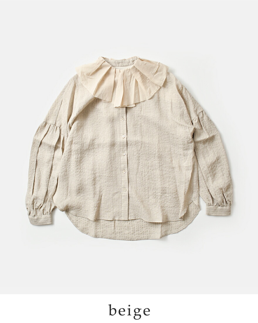 MAGALI（マガリ） ストライプリネン アンティークカラー ブラウス