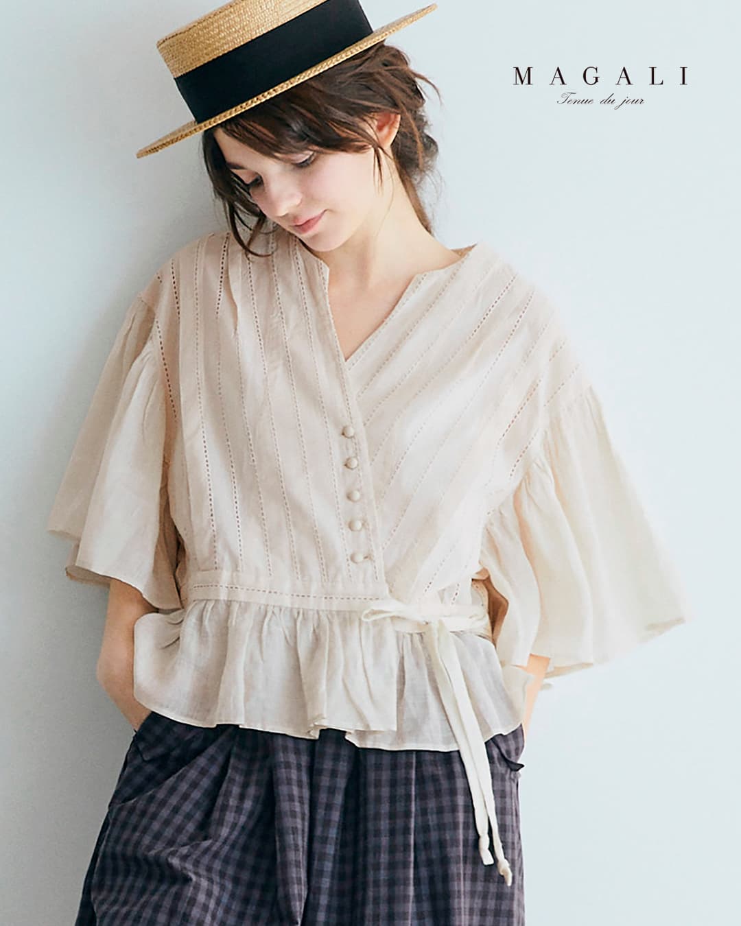 MAGALI（マガリ） コットン レース カシュクール ブラウス bl277