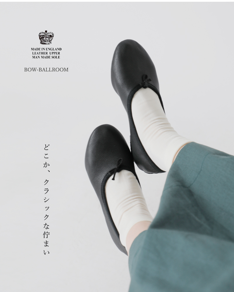 CROWN(クラウン)レザーリボンフラットシューズbow-ballroom