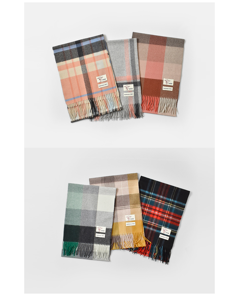 beee(ビー)カシミヤ100％チェックマフラーch30