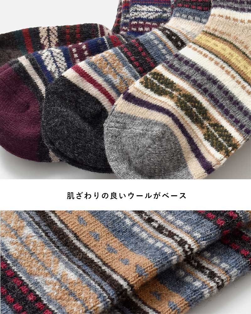 Comfy House(コンフィーハウス)ジャガードウールクルーソックスchl132cr1