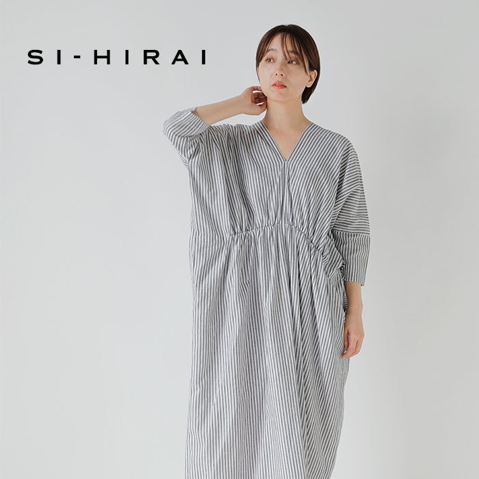SI-HIRAI（スーヒライ） リネン ヘンプ Vネック レクタングル ドレス