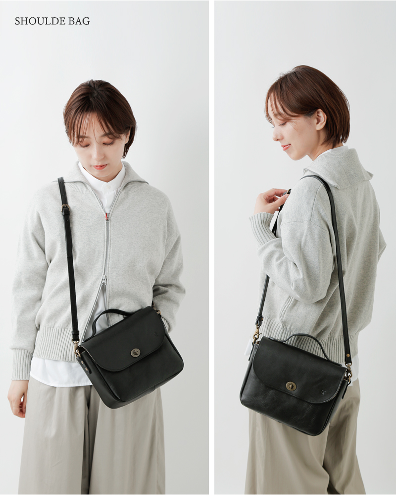 CLEDRAN（クレドラン） カウレザー フラップ ショルダー バッグ SAINTE