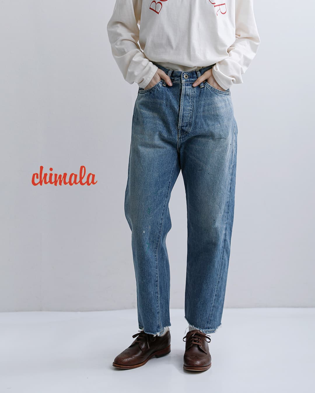 chimala（チマラ） セルビッチデニム ワイドテーパードパンツ cs41