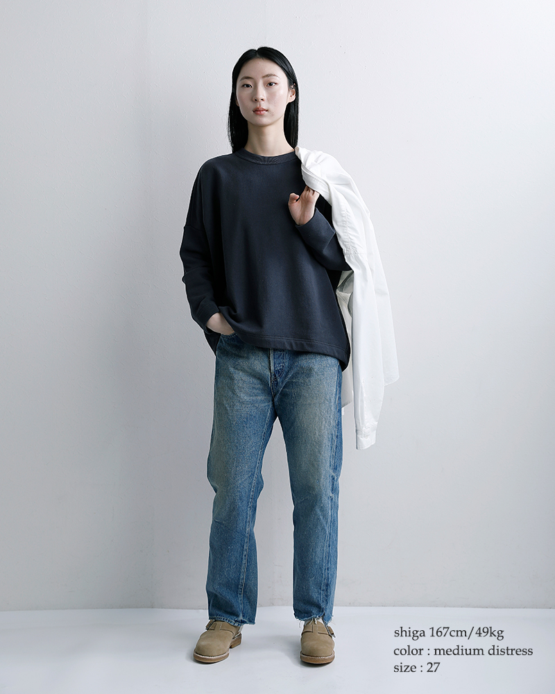 チマラ chimala ダメージ加工ブラックデニム chimala（チマラ） セルビッチデニム ユーズド アンクルカット パンツ