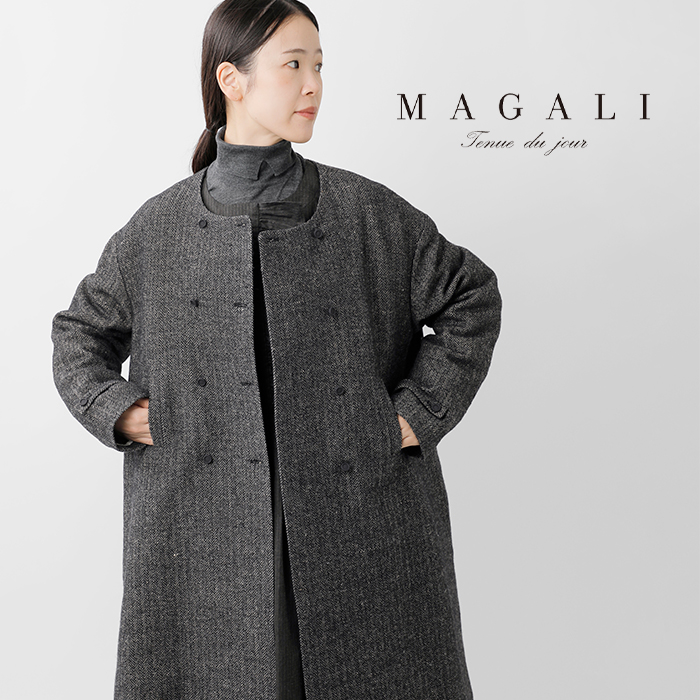 MAGALI マガリ　メランジウールノーカラータックコート MAGALI＊マガリmagariメランジウールノーカラータックコート