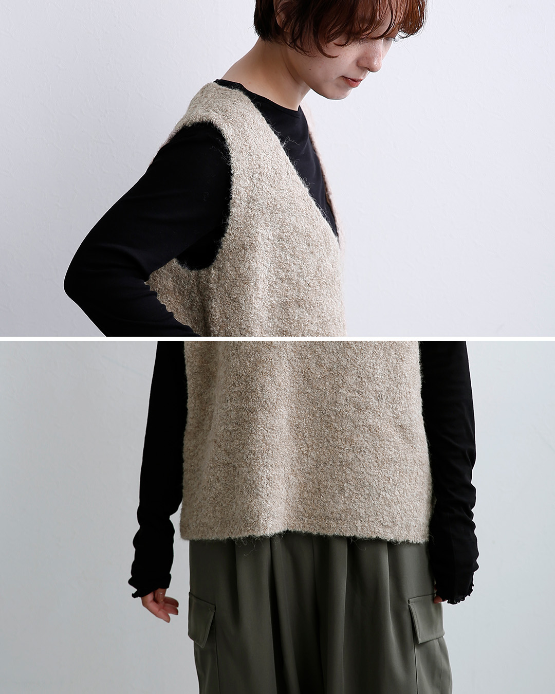 C.T.plage（シーティープラージュ） ペルーアルパカ 2way Vネック