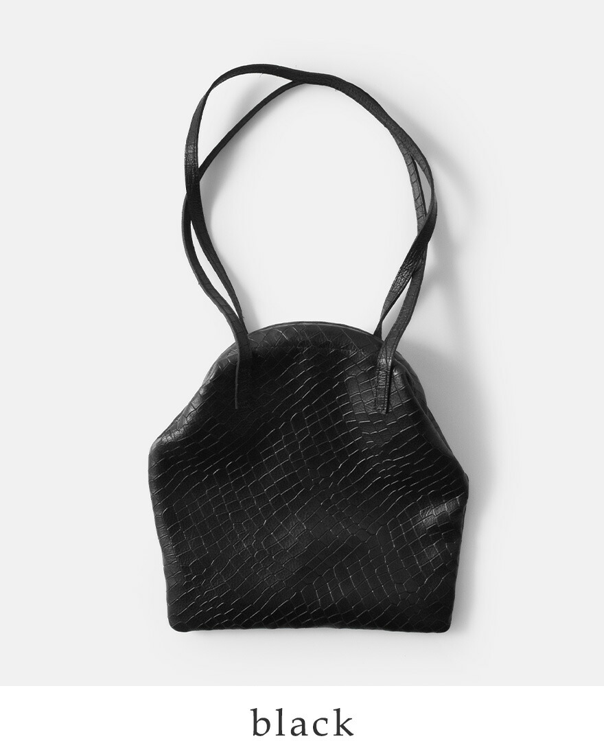 POMTATA（ポンタタ） カウレザークロコ型押し フレーム ショルダー