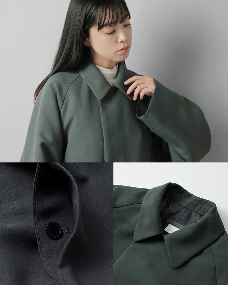 春物:NO CONTROL AIR オリーブ色 ロングコート ボタン/ポケット付 春物:NO CONTROL AIR オリーブ色 ロングコート ボタン/ポケット付