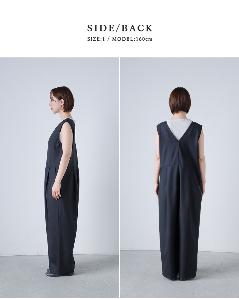 evam eva（エヴァムエヴァ） ウール Vネック オールインワン e261t016