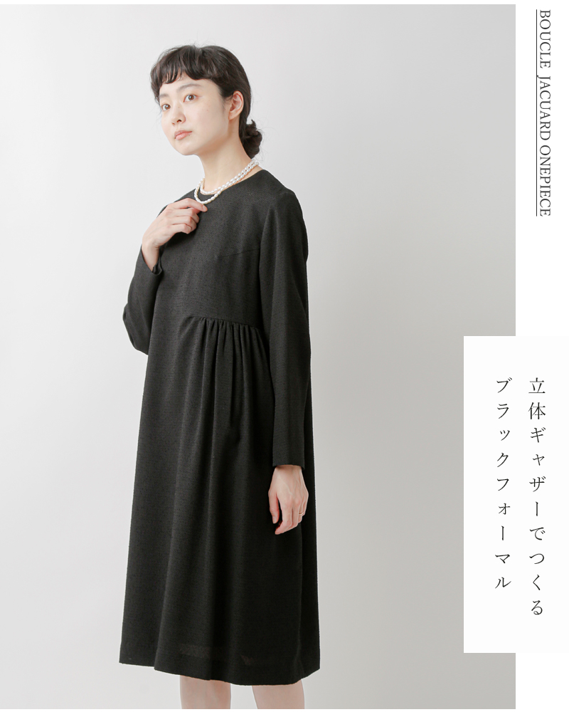 Nooy ヌーイ ブークレ ジャガード ブラック ベル ワンピース Fop01 レディース 22aw新作 Aranciato Paypayモール店 通販 Paypayモール