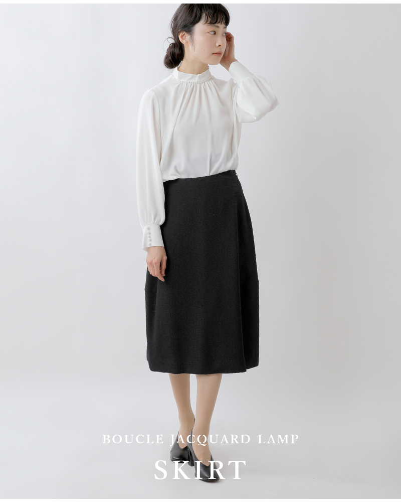 nooy（ヌーイ） ブークレ ジャガード ブラック ランプ スカート fsk02