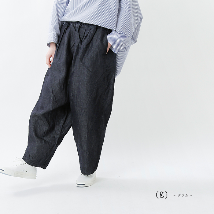 g グラム コットン リネン ライトデニム スローパンツ g-014d