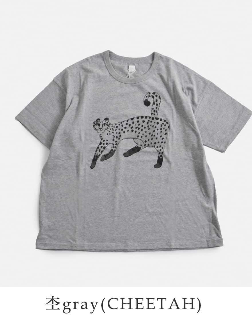 グラム g コットン 天竺 プリント Tシャツ COMMENT ALPHABET CHEETAH g