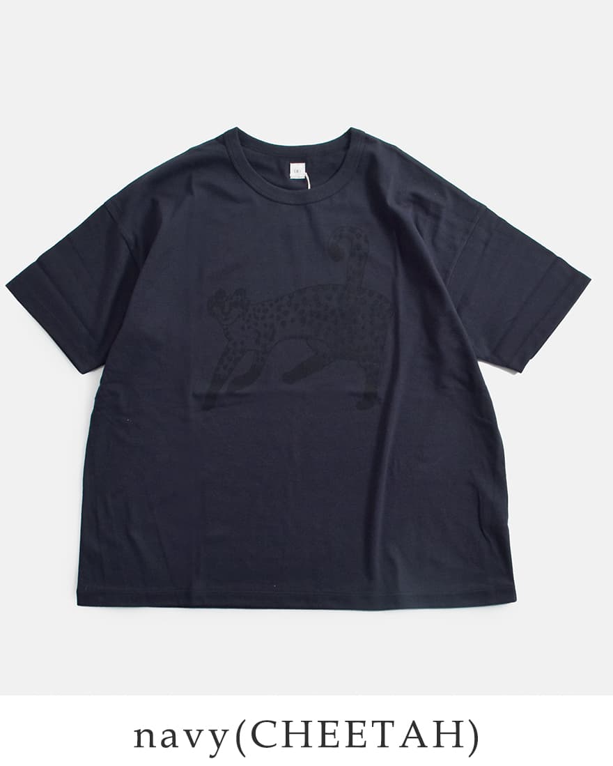 グラム g コットン 天竺 プリント Tシャツ COMMENT ALPHABET CHEETAH g