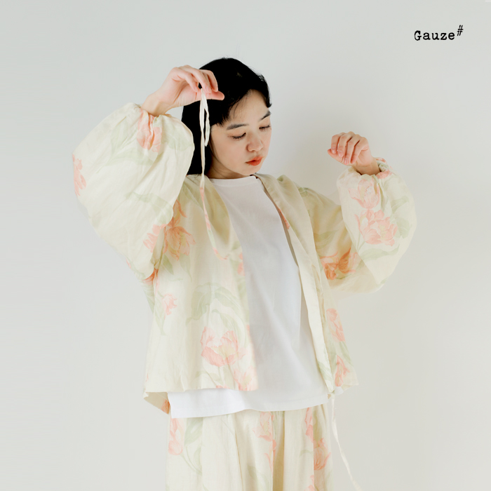 Gauze# 【30%OFF】ガーゼ リネン アンティーク フラワープリント