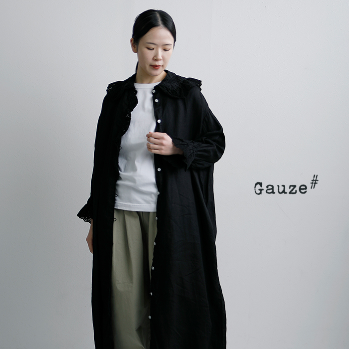 Gauze#（ガーゼ） リネンアンティーク フリルワンピース ameri ANTIQUE