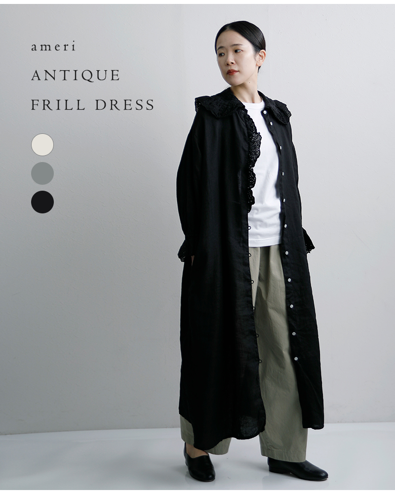 Gauze# ガーゼ ⿻ リネン ティアードワンピース ゆったり 黒 ナチュラル Gauze#（ガーゼ） セール【30%OFF】ガーゼ リネンアンティーク フリル