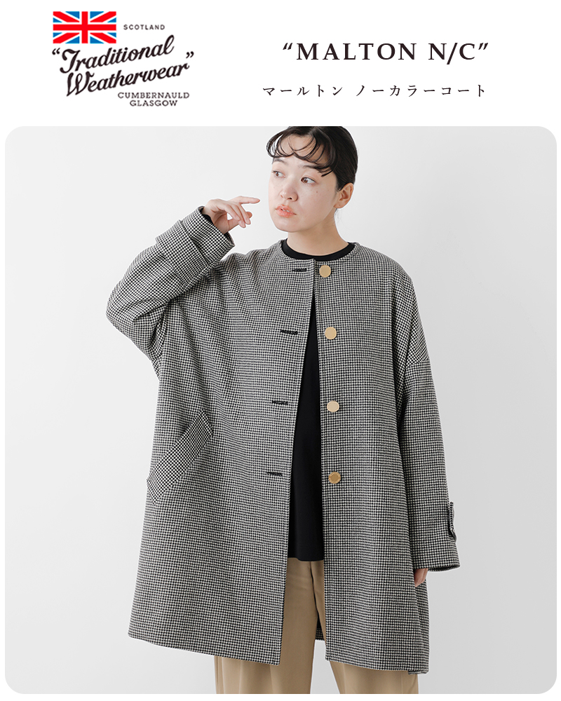 トラディショナルウェザーウェア Traditional Weatherwear マールトン チェック ウール ノーカラー コート MALTON N C  2024aw新作 : l242kgfco0368mh : aranciato ヤフー店 - 通販 - Yahoo!ショッピング