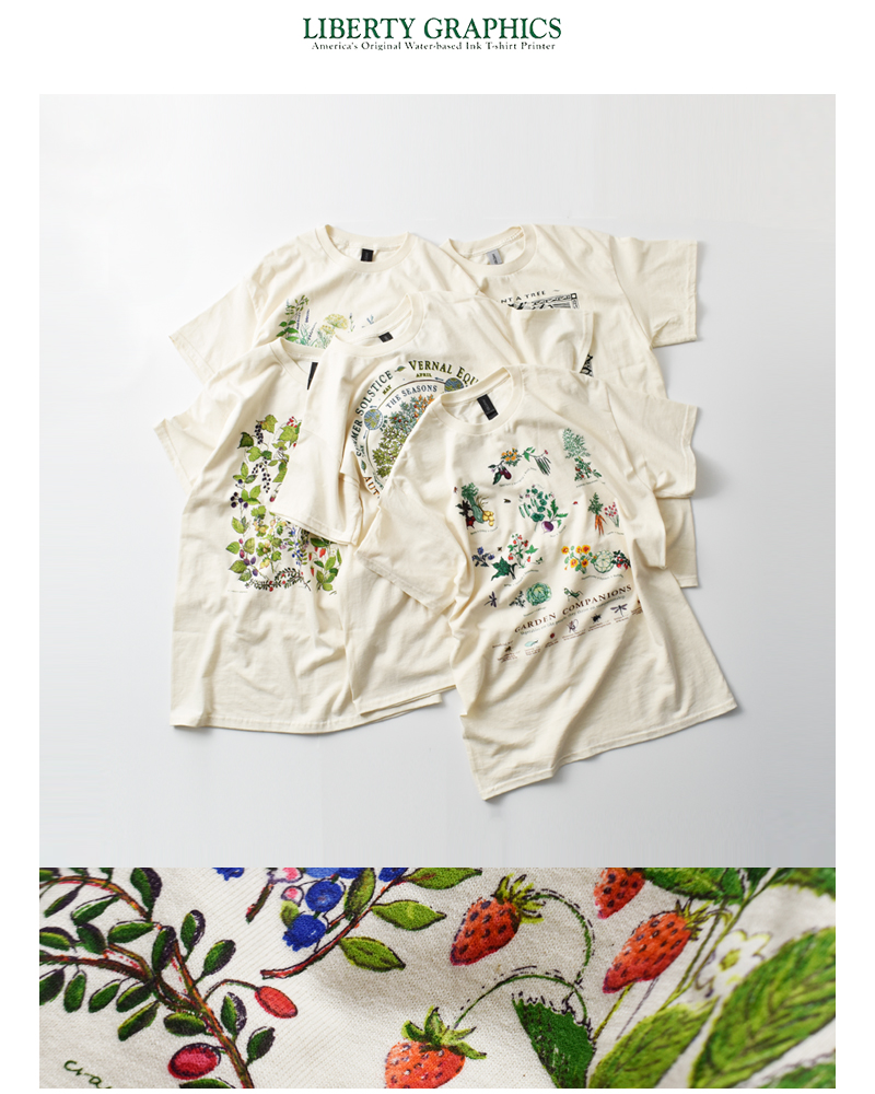 Liberty Graphics(リバティーグラフィックス)シルクスクリーンプリントナチュラルTシャツgraphic-tshirt