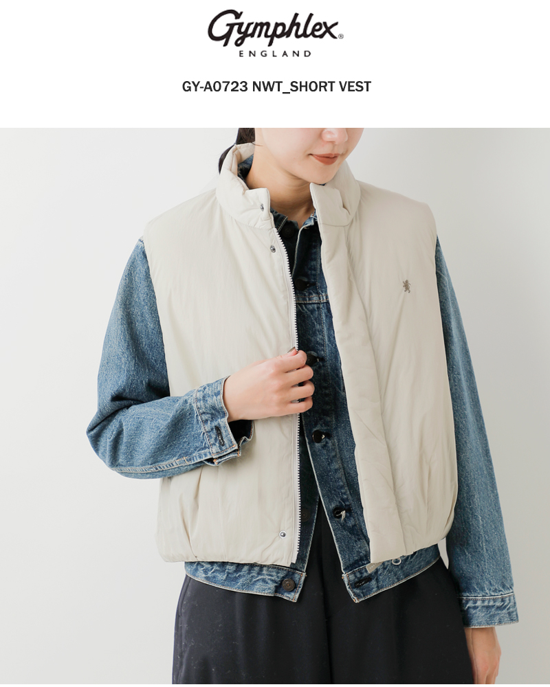 新品 23AW URU レーヨン ワイド ダブルジップ ショート 中綿 ベスト GYMPHLEX（ジムフレックス） セール【30%OFF】ジムフレックス