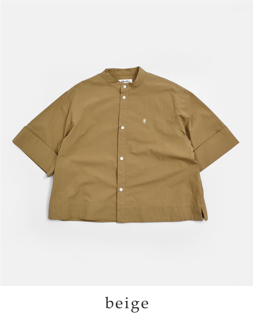 ジムフレックス Gymphlex コットンタイプライター スタンドカラー 半袖シャツ gy-b0368tyo-26ss 春夏-26ss レディース海外出荷不可 2026ss新作の画像