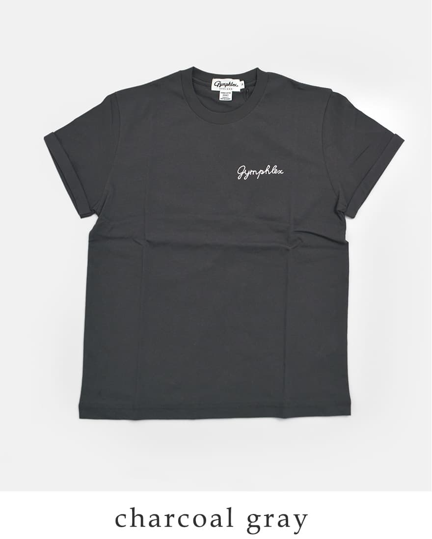 GYMPHLEX（ジムフレックス） コットン天竺 チェーン刺繍 半袖Tシャツ