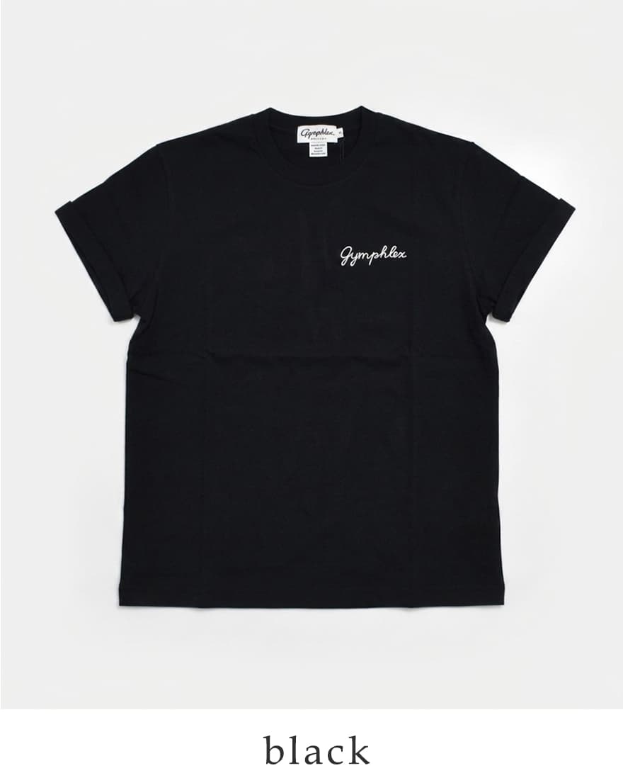 GYMPHLEX（ジムフレックス） コットン天竺 チェーン刺繍 半袖Tシャツ