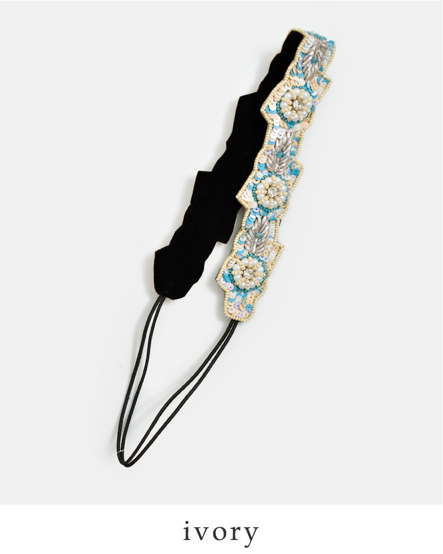 マルシェ MARCHER ガラスビーズ ヘアバンド hairband レディースの画像