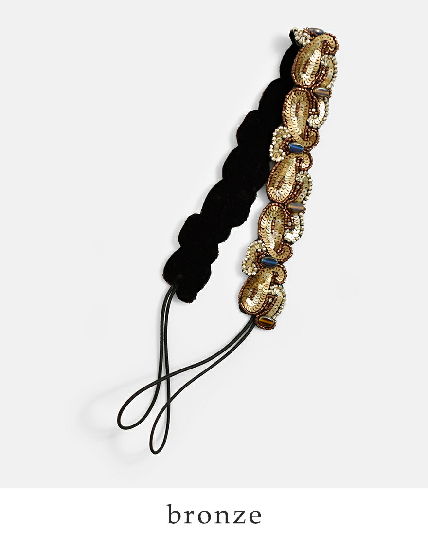 マルシェ MARCHER ガラスビーズ ヘアバンド hairband レディースの画像