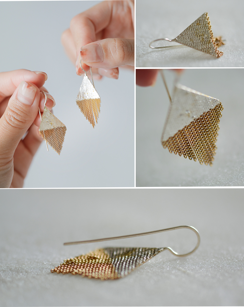 ハンナ キーフ Hannah Keefe ピアス 真鍮 チェーン シルバー ロウ付け