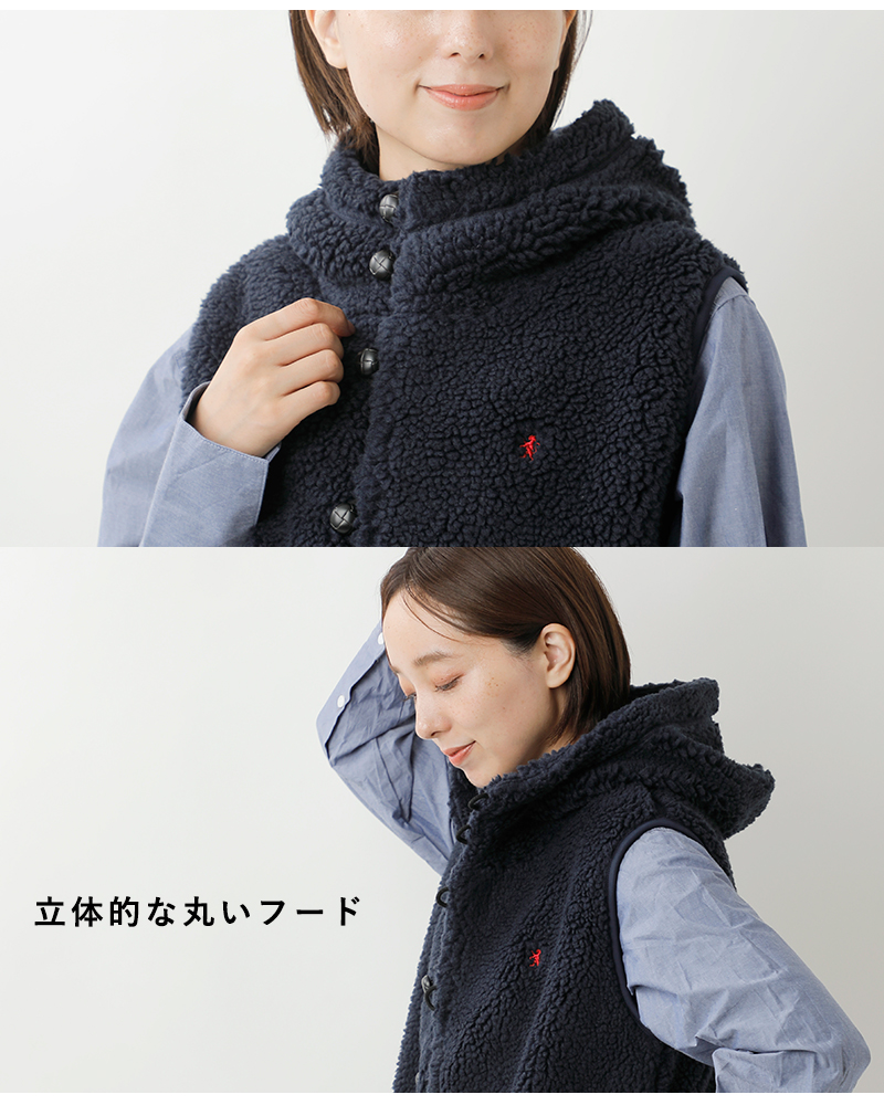 Gymphlex(ジムフレックス)くるみボタンボアフーデッドベストj-1069boa