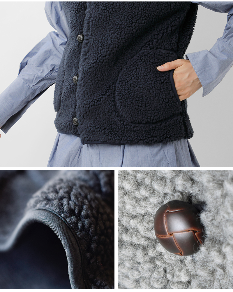 Gymphlex(ジムフレックス)くるみボタンボアフーデッドベストj-1069boa