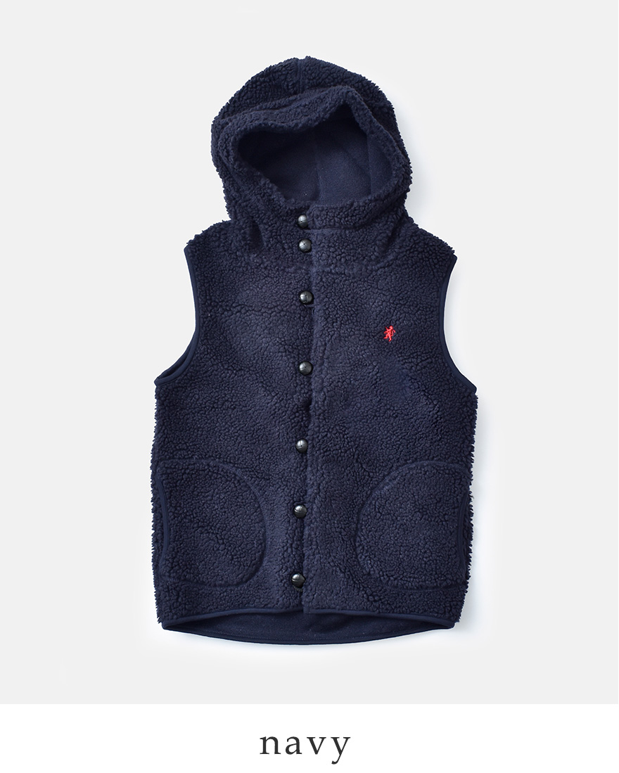 GYMPHLEX（ジムフレックス） くるみボタン ボア フーデッド ベスト j