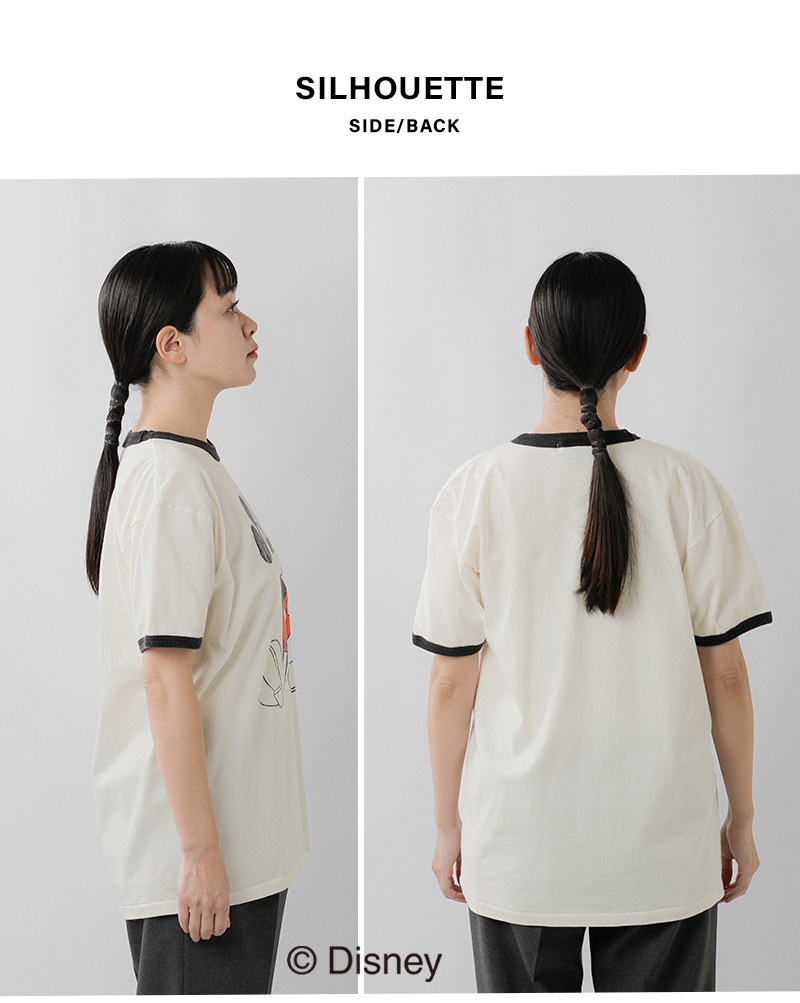 ジョンブル Johnbull  コットン「ミッキーマウス」プリント リンガー Tシャツ 「MICKEY MOUSE」 T jt253c07  レディース 2025aw新作 Johnbull ジョンブル コットン「ミッキーマウス」プリント