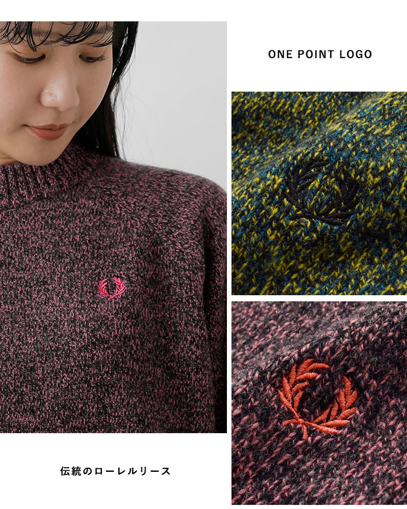FRED PERRY フレッド ペリー  ウール モックネック ニット プルオーバー “TWISTED MARL MOCK NECK JUMPER” k1133 レディース 2025aw新作 FRED PERRY（フレッドペリー） セール【30%OFF】フレッド ペリー