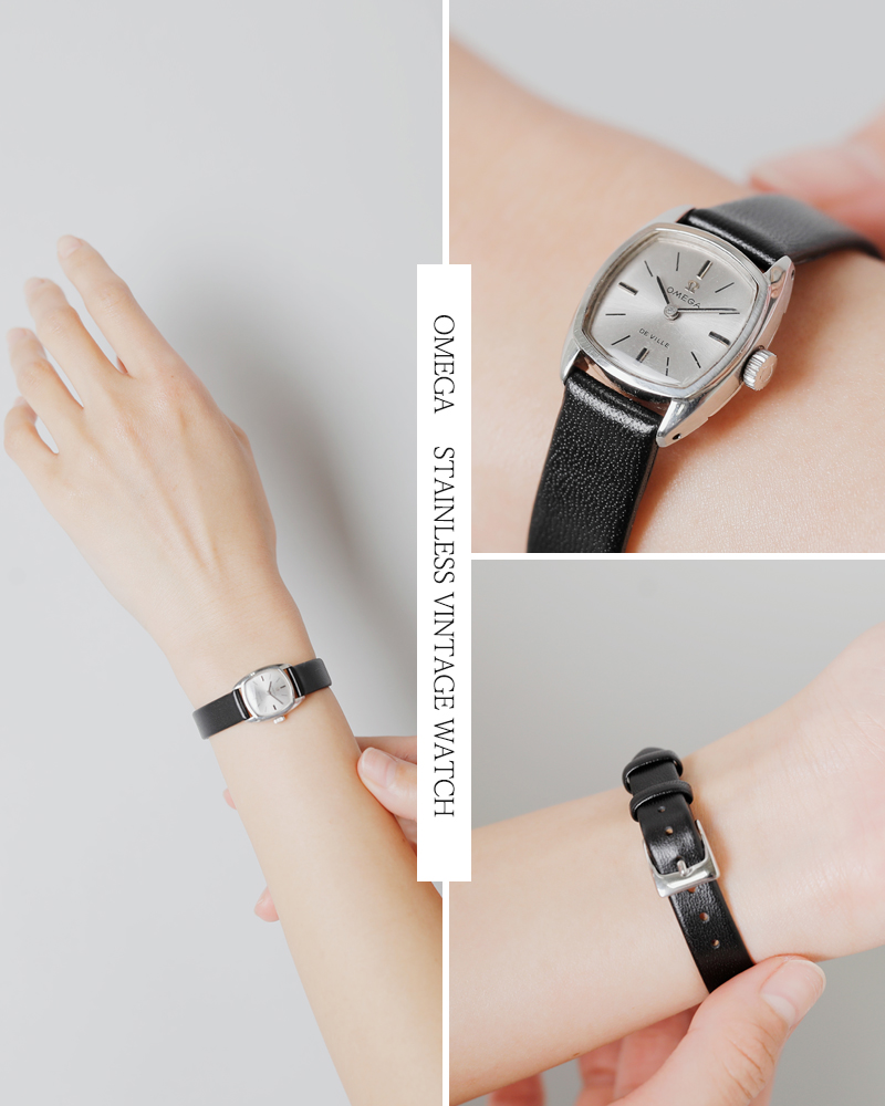 良質  OMEGA ヴィンテージ ステンレス ベルト カウレザー オメガ 時計