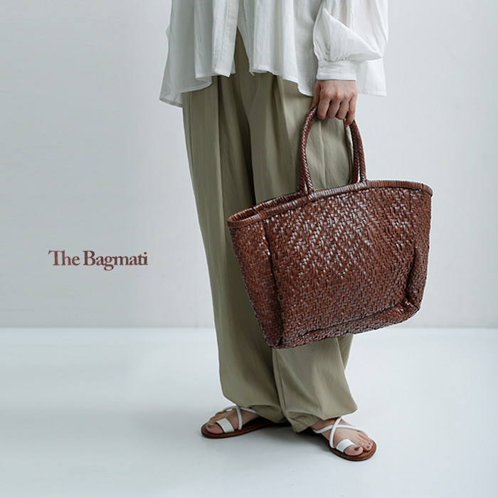 完売品　ザバグマティ　カゴバック　ブラウン　レザー使い　手作り The Bagmati（ザバグマティ） かごバッグ カゴバッグ 「The Bagmati