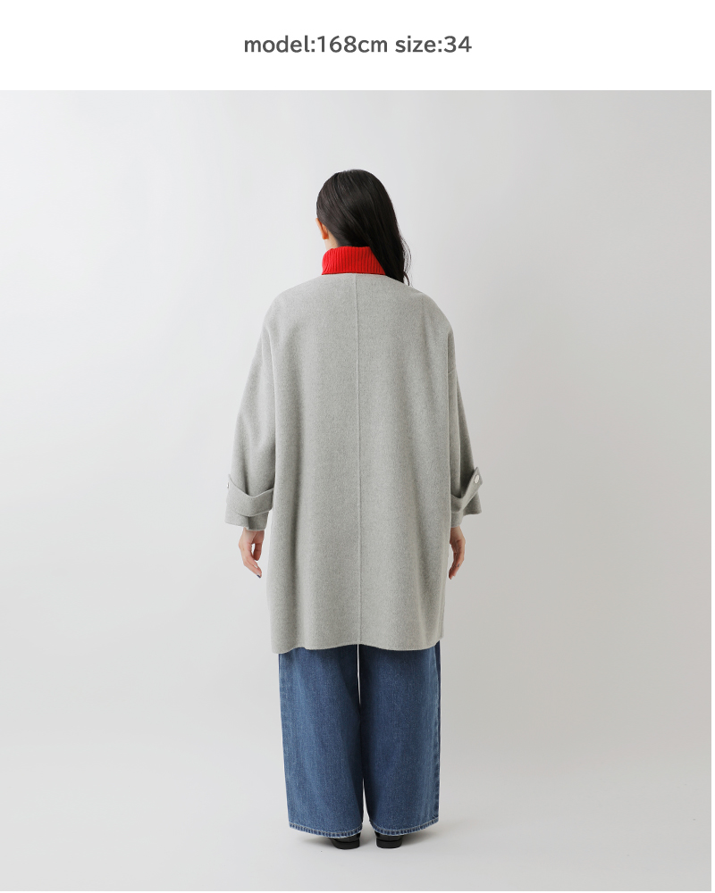 Traditional Weatherwear(トラディショナルウェザーウェア)マールトンWフェイスショートビーバーノーカラーロングコート“MALTONLONGN/CRV”l252thfco0477wu