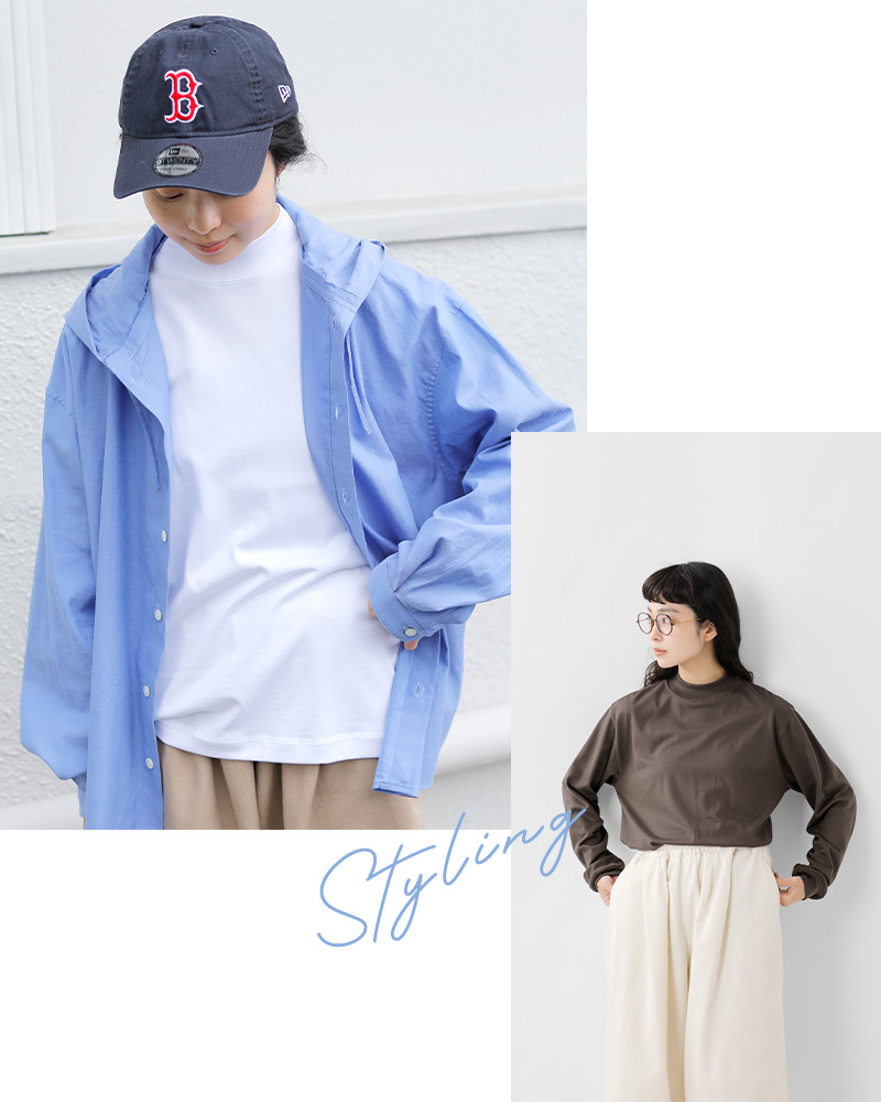 リフィル LIFiLL コットニー 天竺 モックネック ロングスリーブ T