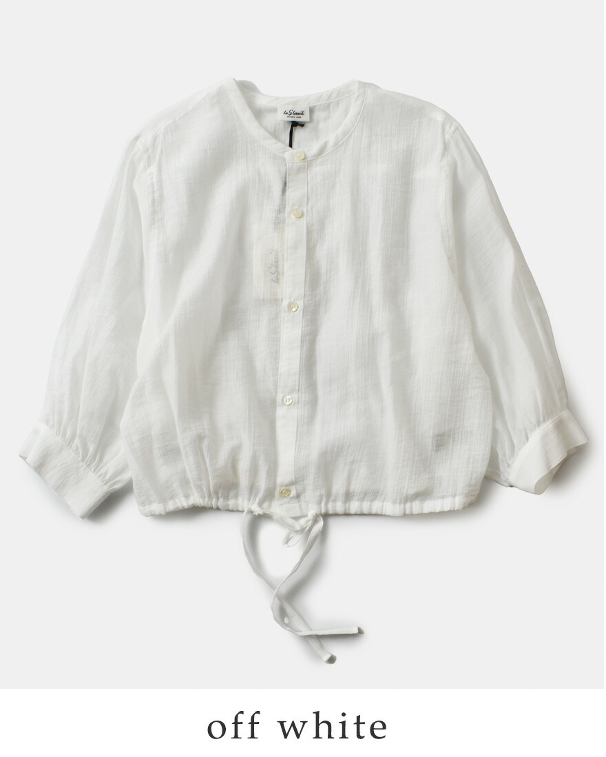 ル グラジック LG-B0384CNS コットンナイロンシアー カラーレス シャツ ブラウス レディース Le glazik [メール便可] 40%OFF】Le Glazik ルグラジック コットン シアー カラーレス